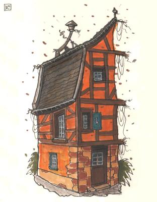 Dilapidated medieval house