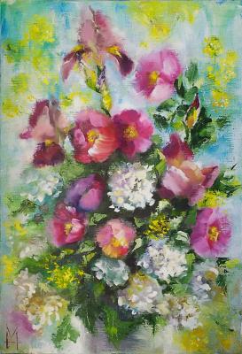 Rosehip and Irises. Nichutina Marina