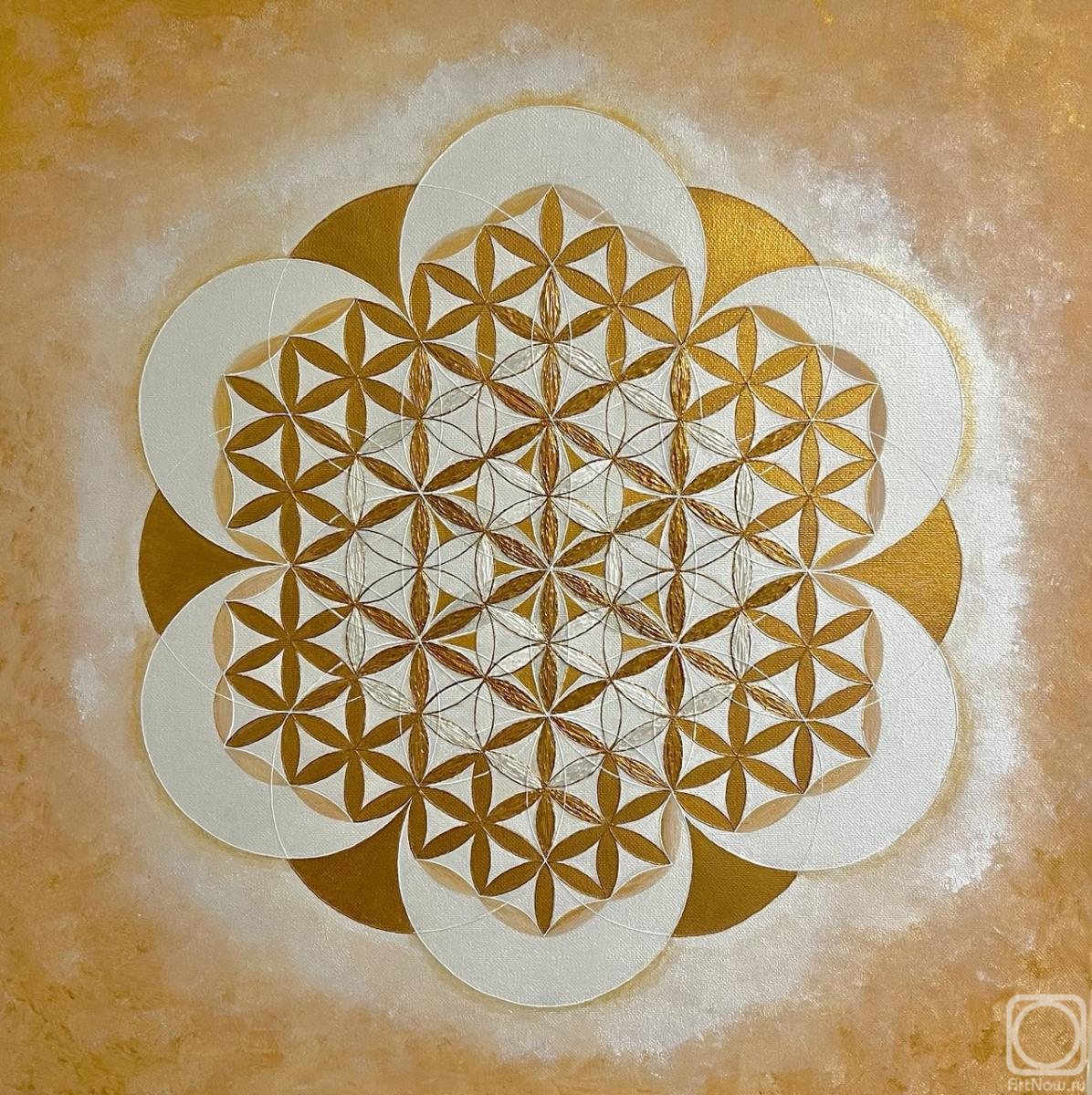 Dvornikova Nadezhda. The universe is the fruit of life sacred geometry ,gold