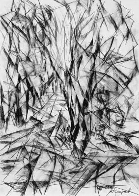 Summer landscape with oak tree