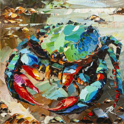 Crab in the color of a summer sunset. Rodries Jose