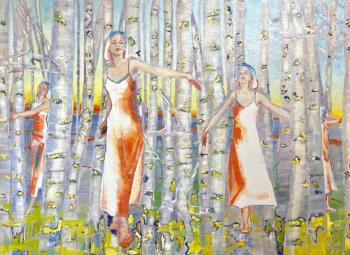 The shadows go into the birch grove. Bordey Olga