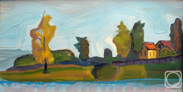Yudaev-Racei Yuri. Autumn. Pond in Konstantinovo (Quick oil sketch)