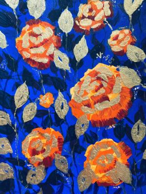 Flowers with golden leaves. Dudchak Vladlena