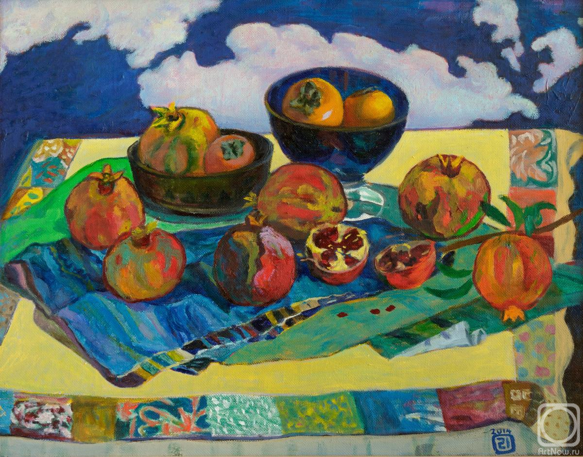 Li Moesey. Pomegranates and persimmon