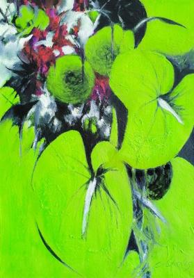 Bouquet in bright lime color