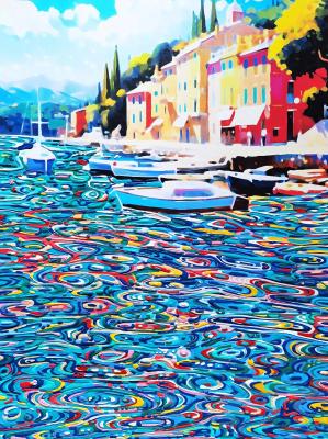 Sunny day in south coastal city (Marine Landscape). Bast Irina