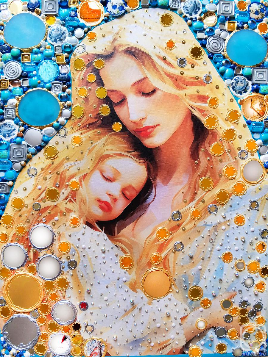 Bast Irina. Mother and daughter. Love. Family. Painting with semi-precious stones