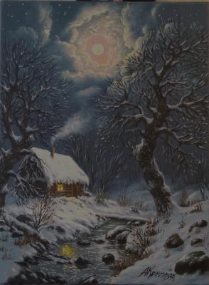 Картина «Зима,ночь, луна»