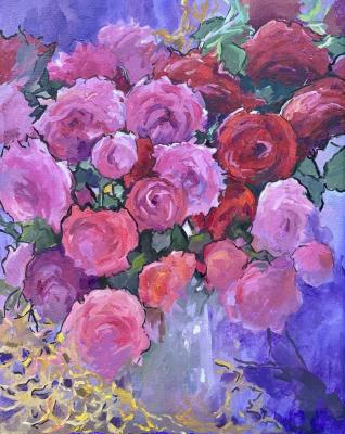 Roses with a yellow shawl. Evening