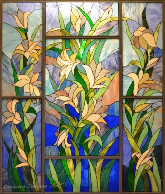 Stained-glass panel " Lilly "