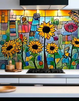 Ceramic panels for interior "SUNFLOWERS"
