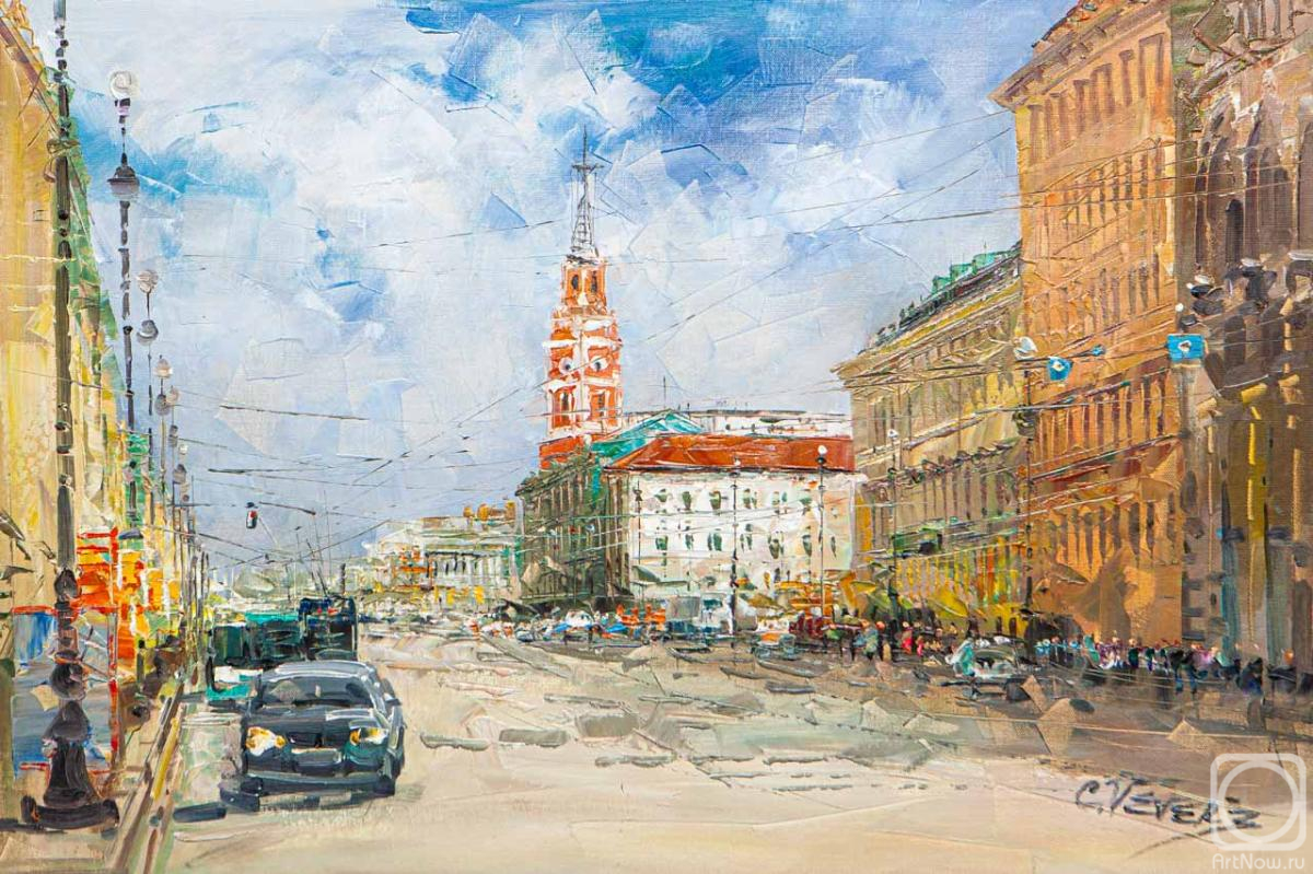 Vevers Christina. On a summer day on Nevsky Prospekt. View of the Duma Tower