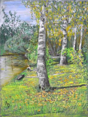 A pond shore in September. Lebedev Vladimir
