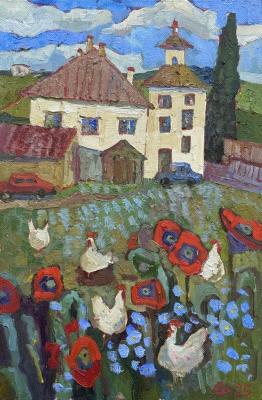 Red Poppies & Chickens� (Red Poppies Art). Golub Anna