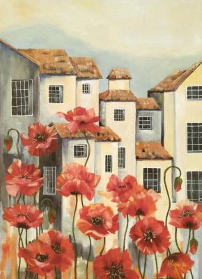 City in scarlet poppies. Kupriyanova Irina