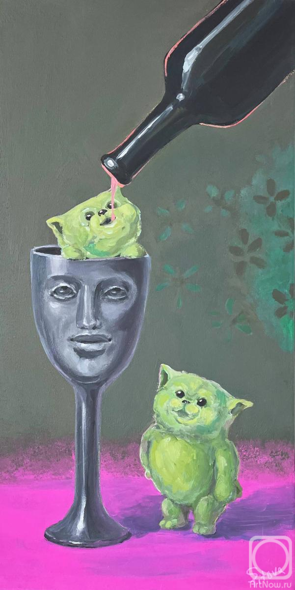 Titova Svetlana. Pink Still Life with Green Teddy Bears. Act 1: "It's Not Me, It's the Bears (thoughts)"