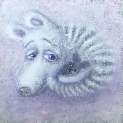 Cute Striped Animal Hugging Toy Bunny. Belchenko Tatyana