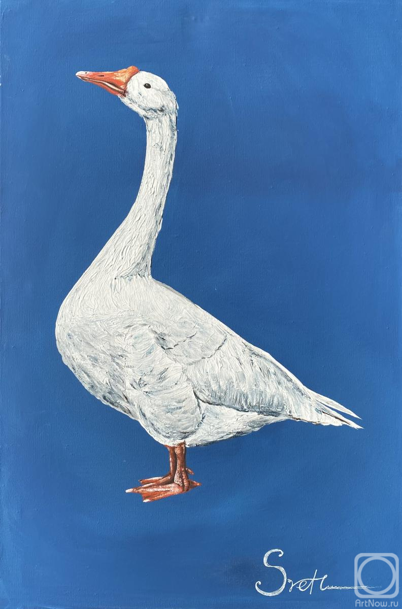 Evseeva Svetlana. White goose on blue