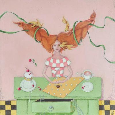 Surreal Girl with Red Hair Painting (Surreal Portrait Artwork). Usenko Elena