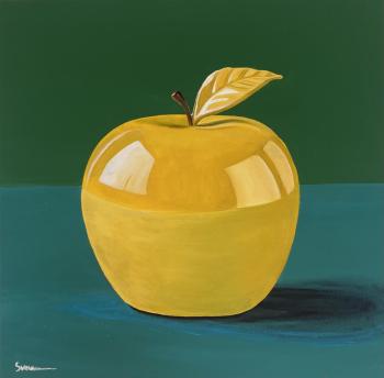 Yellow apple on a green. Evseeva Svetlana