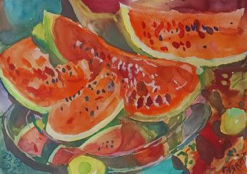 Still life with watermelon (Watercolor Still Life). Dobrovolskaya Gayane