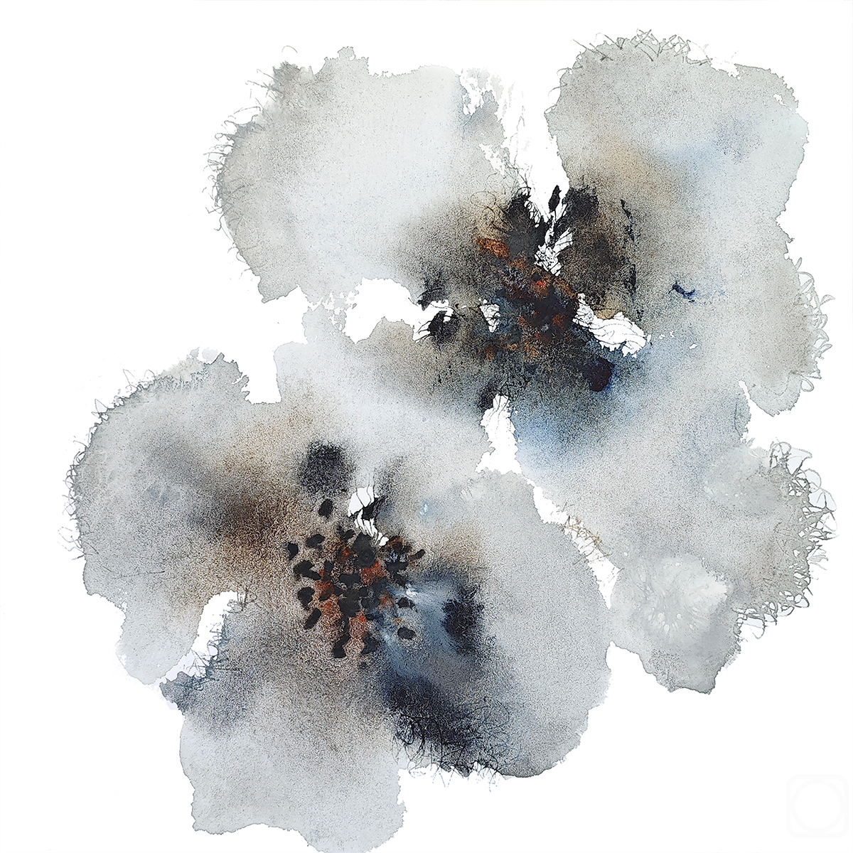 Solovyanova Tatyana. Minimalist Floral Abstract Watercolor Original Art