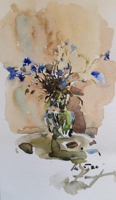 Cornflowers in the workshop. Podzhigaylo Katerina