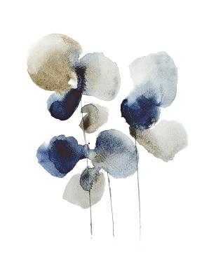 Abstract Orchid Art Blue Minimalist Watercolor Painting (Luxury Floral Decor). Solovyanova Tatyana