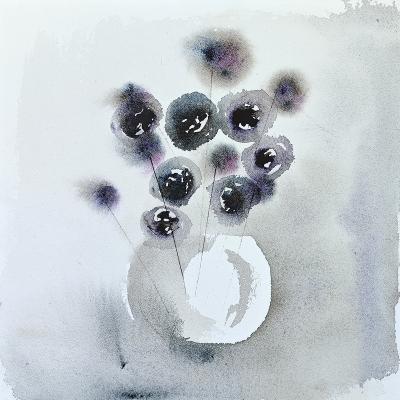 Abstract Dandelion Bouquet Black Purple Watercolor Painting. Solovyanova Tatyana