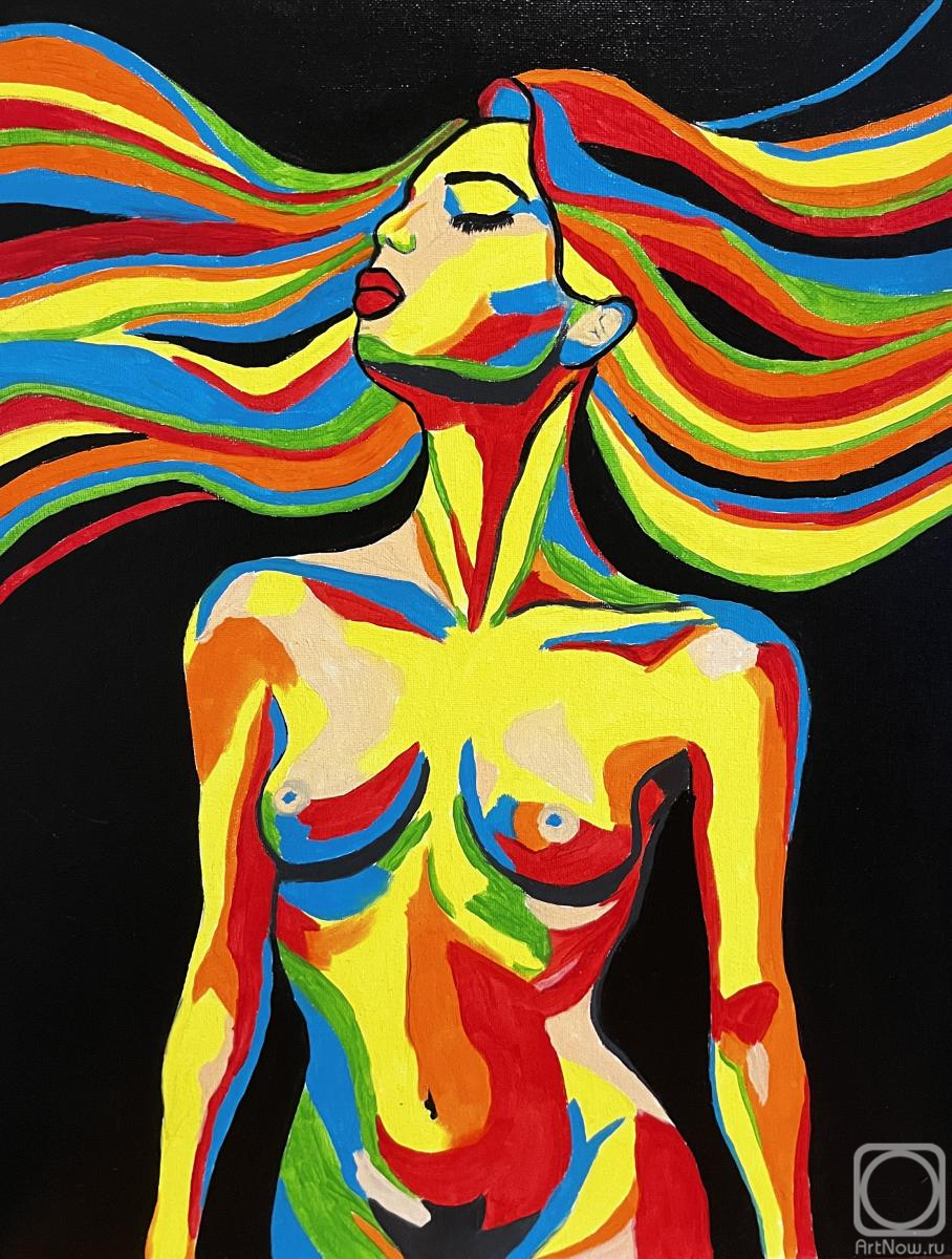 Hramtsova Sofiya. Rainbow Hair in the wind