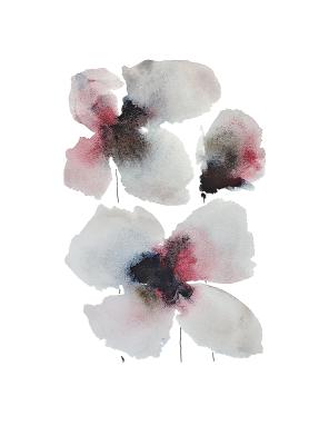 Abstract Floral Watercolor Painting Gray Pink Blue Contemporary Art. Solovyanova Tatyana