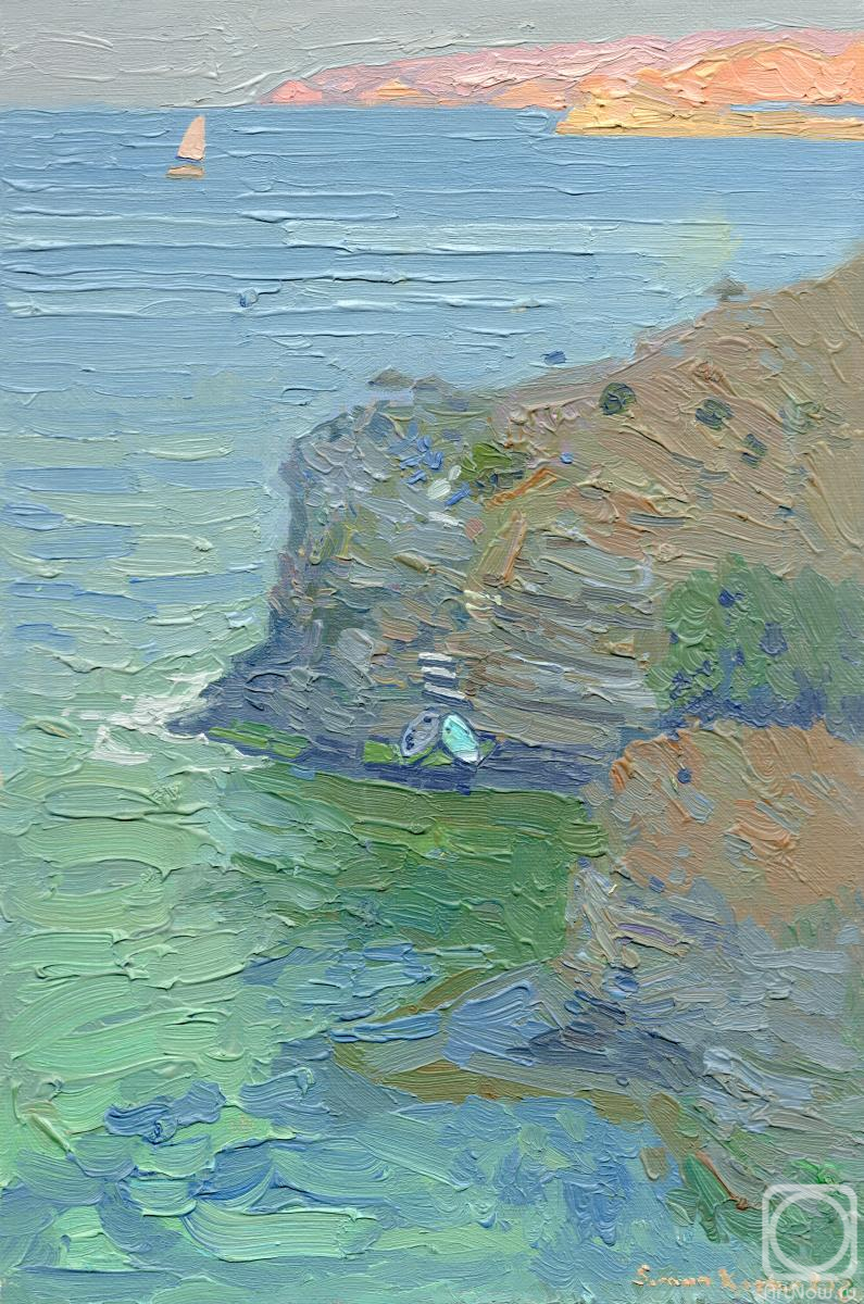 Kozhin Simon. A lonely white sail gleams. Bali. Crete. Greece