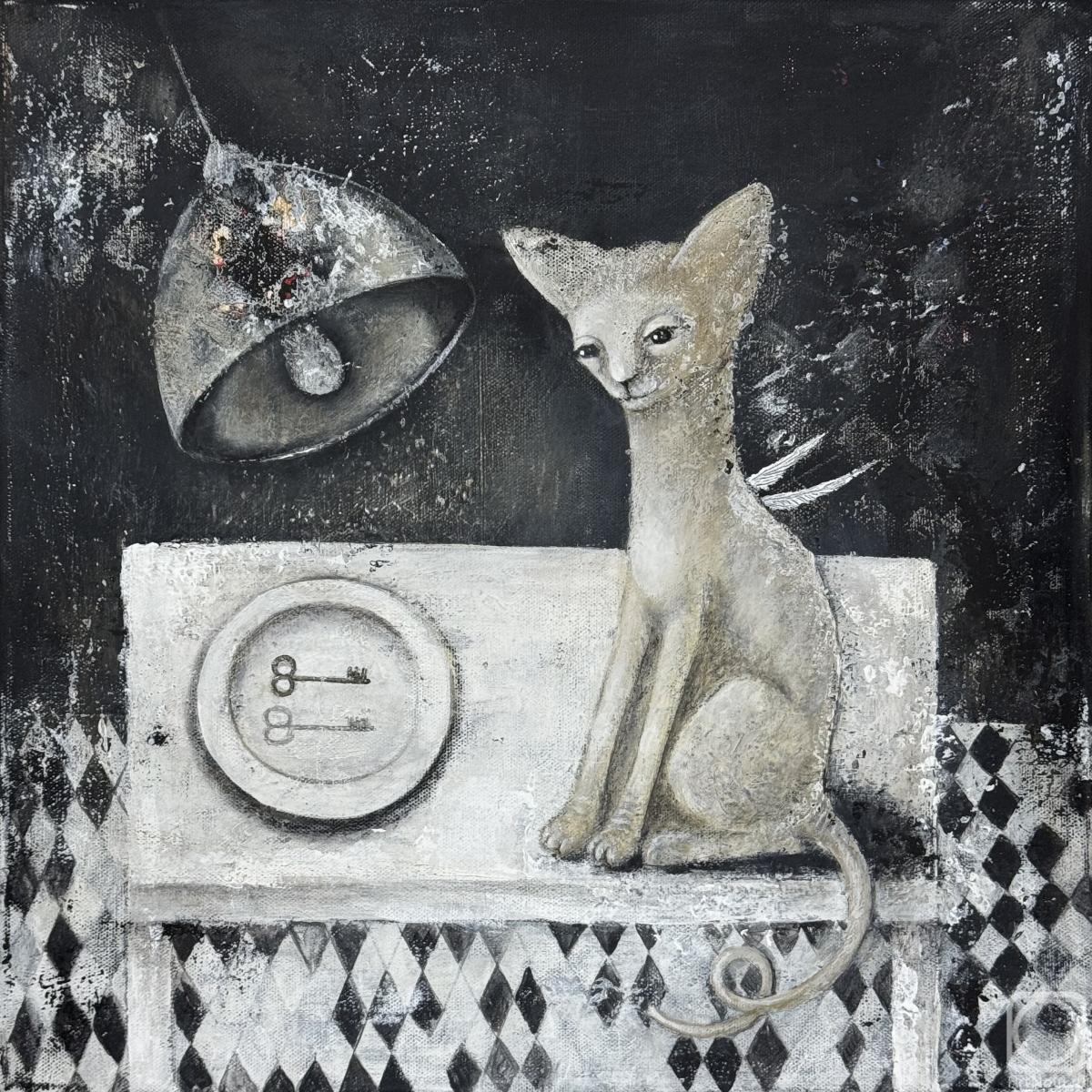 Usenko Elena. Winged Cat Acrylic Painting