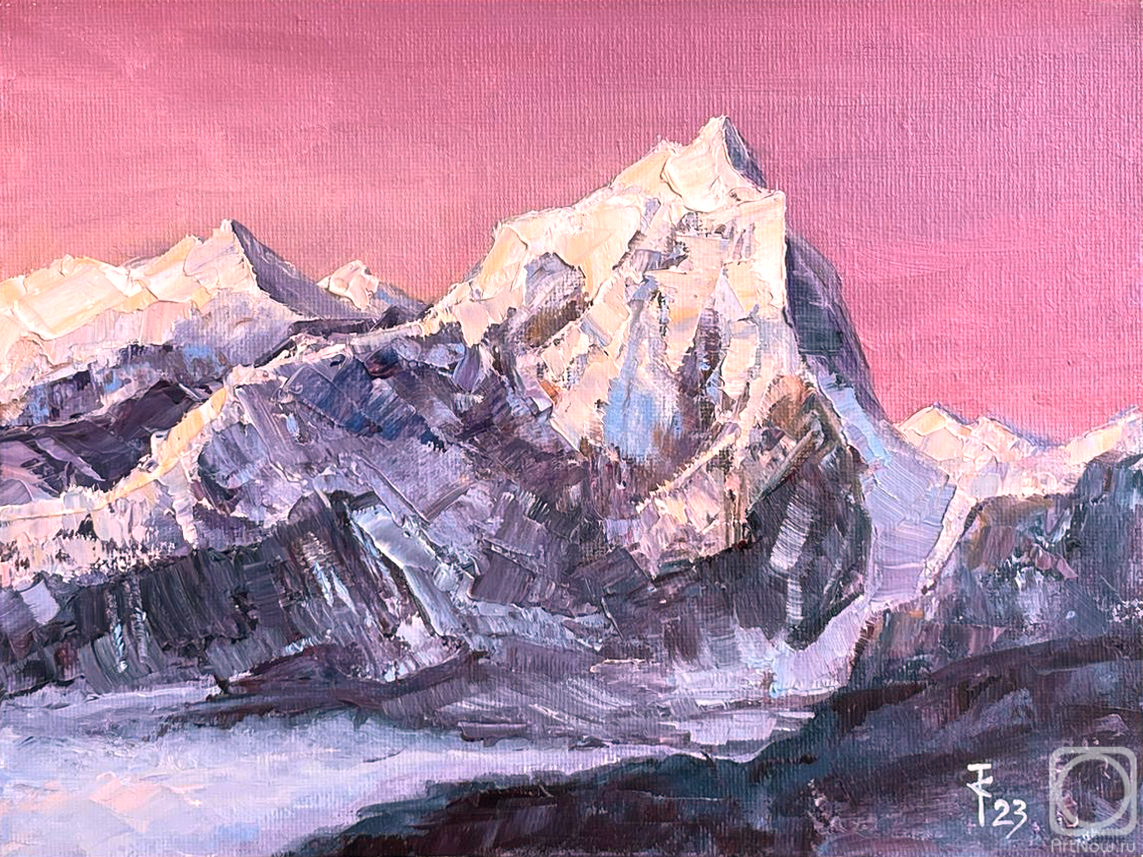 Tovstik Sasha. Pink sky over the Himalayas