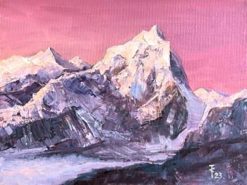 Pink sky over the Himalayas. Tovstik Sasha