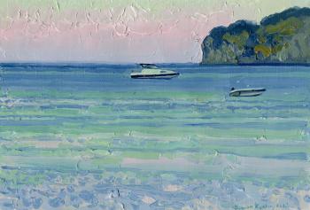 Sunset. Boats on the sea. Kozhin Simon