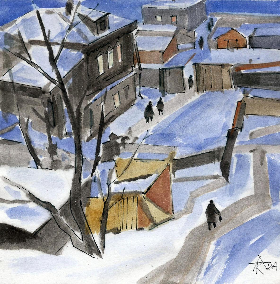 Knecht Aleksander. Snowy courtyard