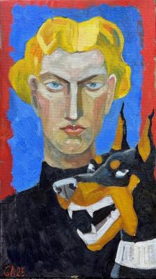 Owner and Doberman (Modern Decor). Golub Anna