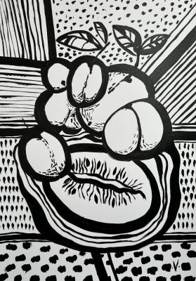 Abstract Art. Fruits. Black and white. Dudchak Vladlena