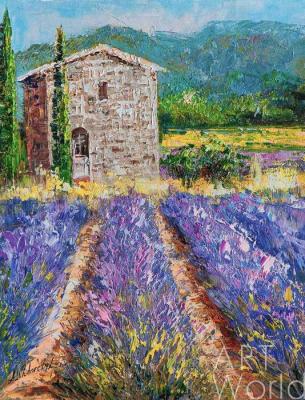 An old house in lavender fields (Oil Painting With Lavender). Vlodarchik Andjei