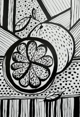 Abstract Art. Fruits. Black and white. Dudchak Vladlena