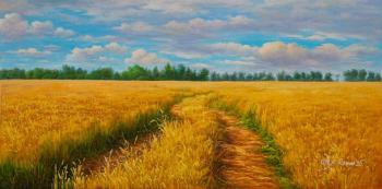 A sun trail in a wheat field. Romm Alexandr