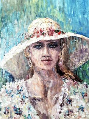 In a Straw Hat (Girl In A Hat). Konturiev Vaycheslav