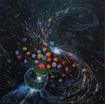 Happy birthday to the galaxy!" oil on canvas 70x70 cm 2023