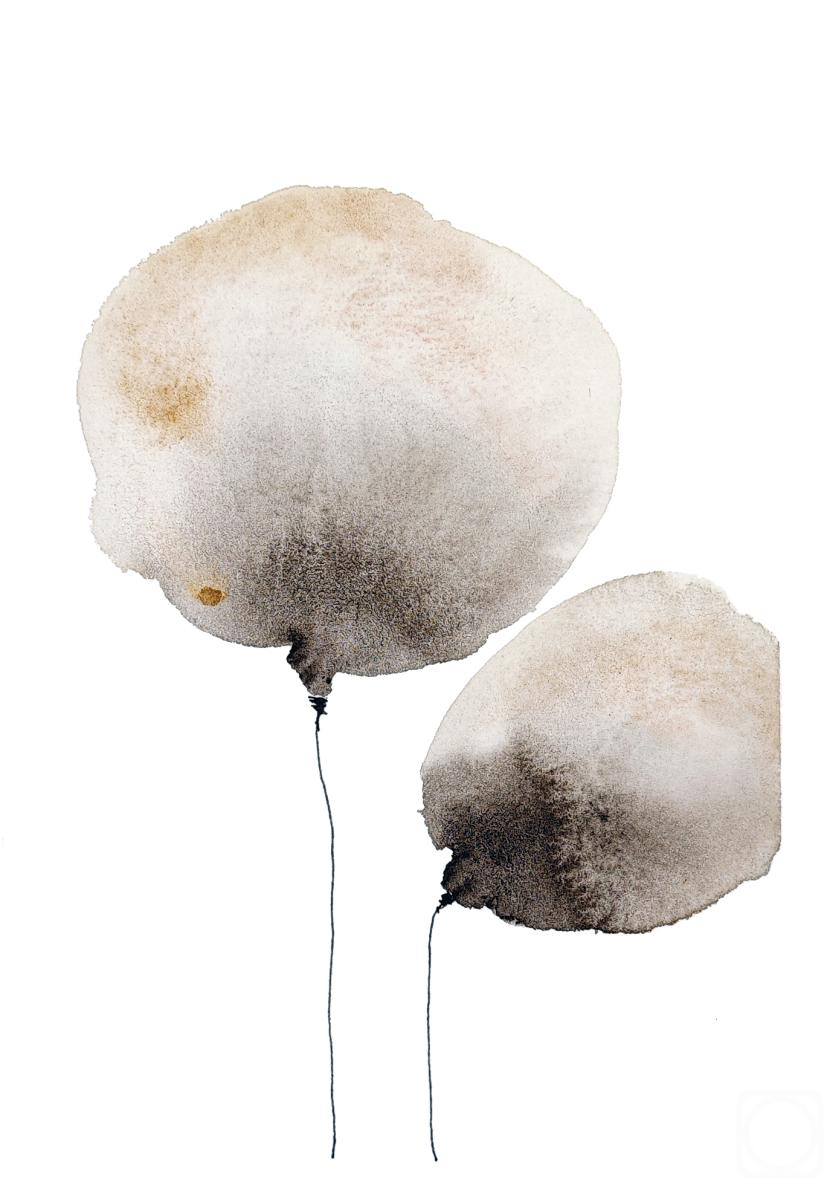 Solovyanova Tatyana. Minimalist Balloons Watercolor Painting Neutral Tones