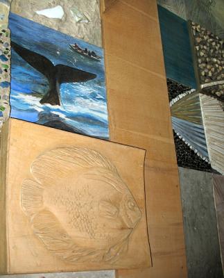 Discus - Whale Tail / Composition on the East wall of a Kindergarten staircase interior (detail)