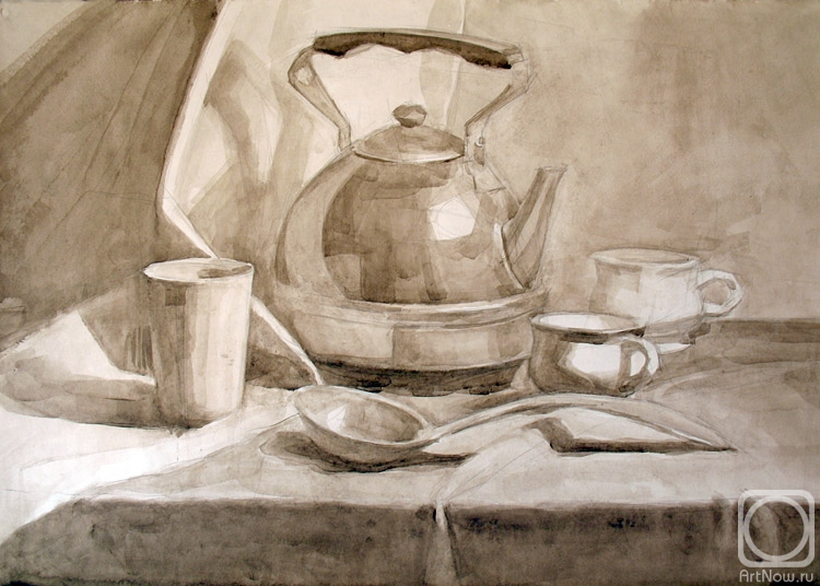 Yudaev-Racei Yuri. Still Life with the nickel-plated Tea-pot