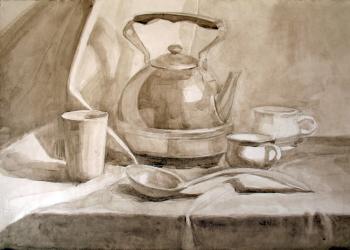 Still Life with the nickel-plated Tea-pot