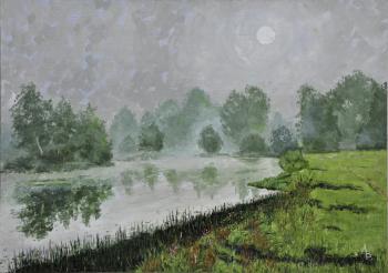 A misty lake. Lebedev Vladimir